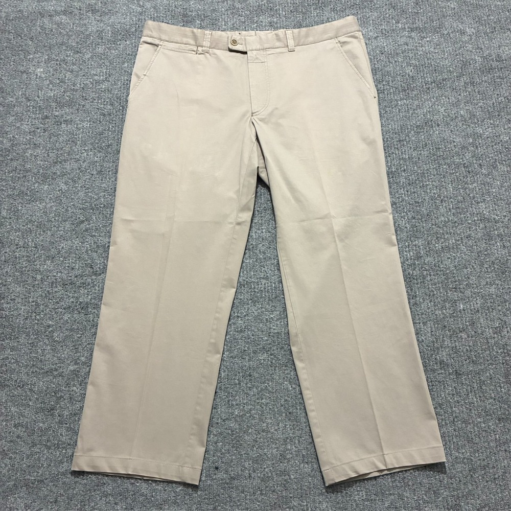 Brax Feel‎ Good Ernesto Mens Pants Size 40x32 Beige Flat Front Stretch Mid Rise